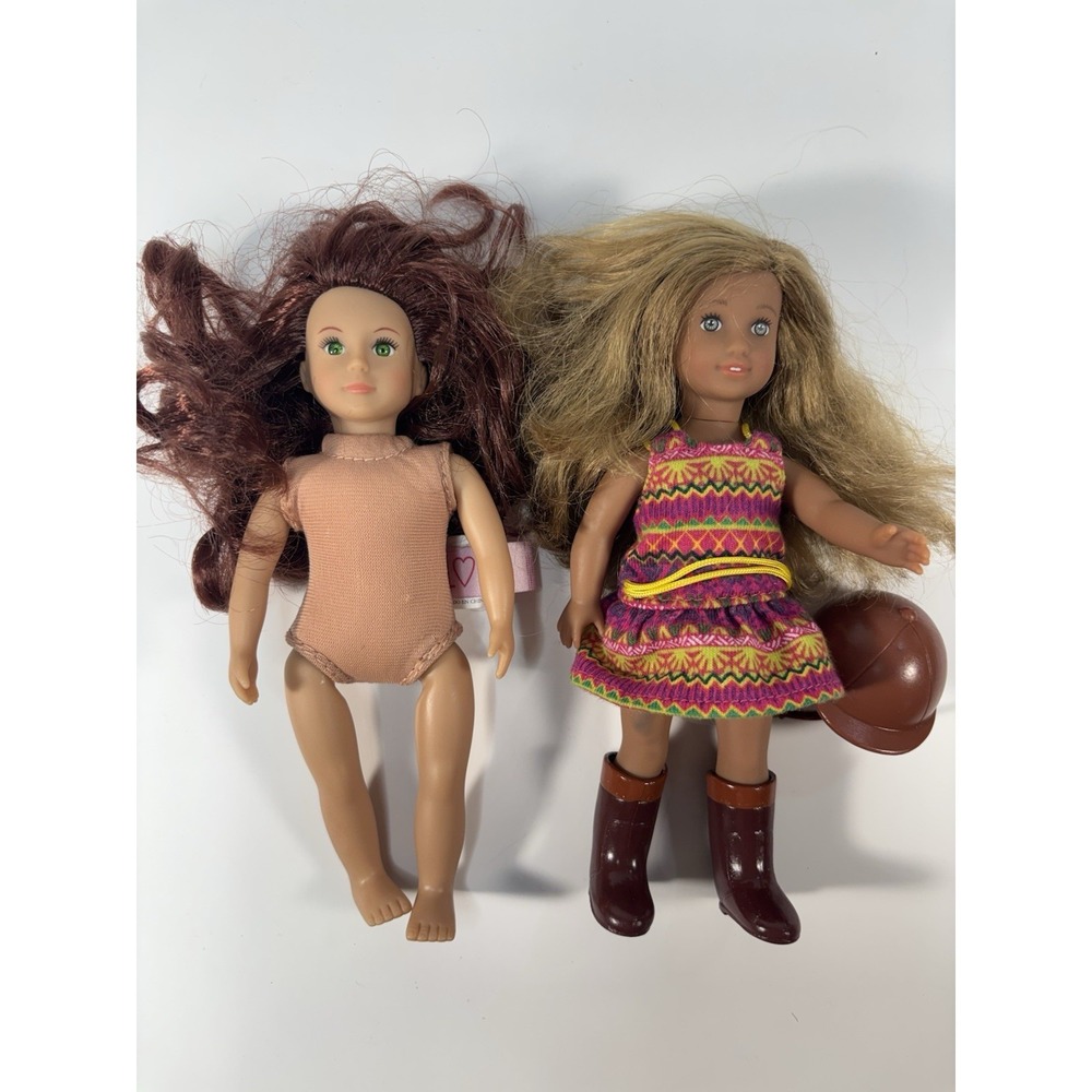 Lot 2 Mini 6" Dolls: American Girl Lea Clark 2016 Retired & Lori Girl Doll